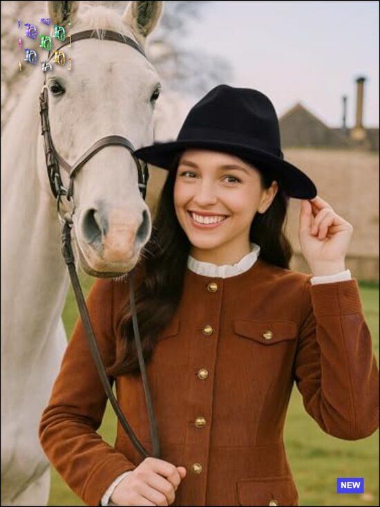Wool Felt Wide Brim Fedora Hat Adjustable Drawstring Retro Church Dress Hat